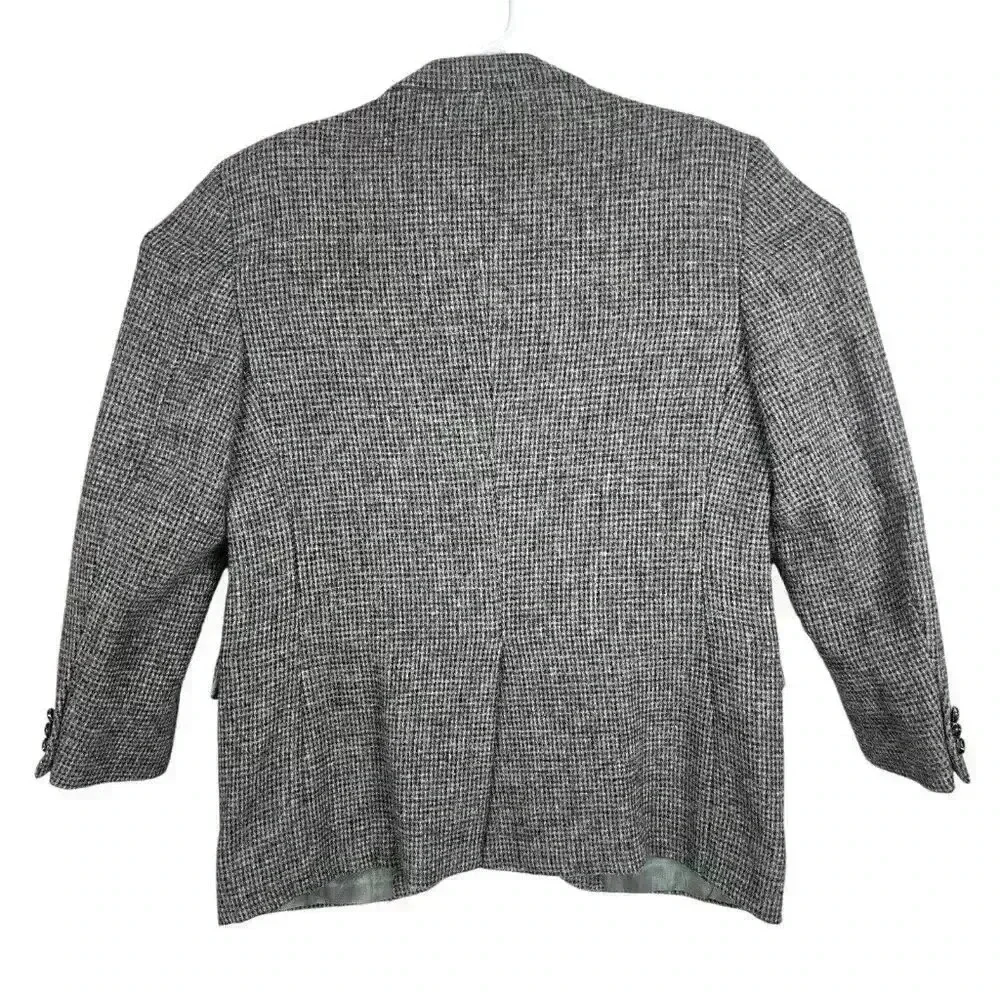 Vintage 44R‎ Classic Harris Tweed 100% Wool Gray Blazer Sport Coat Jacket USA